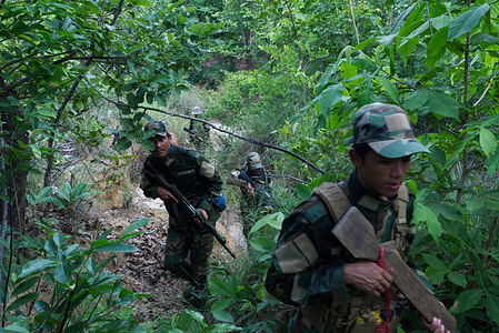 Recruits of Battalion 12 from the People’s Defense Force (PDF), the armed wing of Myanmar’s opposition National Unity Government (NUG), take part in a basic military training course in Shwebo District, Sagaing Region.