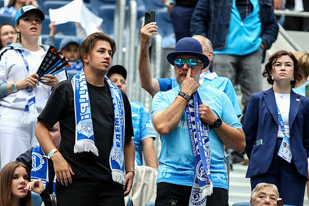 Fans of Zenit during the Russian Premier League football match between Zenit Saint Petersburg and Dinamo Makhachkala at Gazprom Arena. Final score; Zenit 4:0 Dinamo Makhachkala.