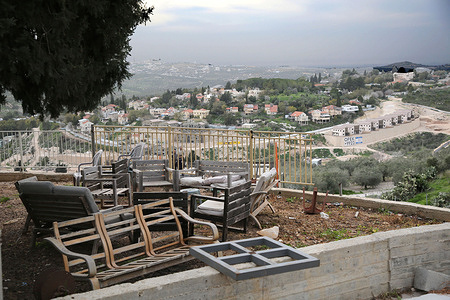 A view showing the Jewish settlement of Adumim in the West Bank near Nablus, where the Israeli government has approved settlement expansion and a plan to annex the West Bank and take control of the territory held by the Palestinian Authority under President Mahmoud Abbas.