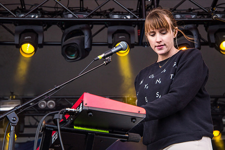 Jenn Wasner of Wye Oak performs on stage at Haven festival in Copenhagen.