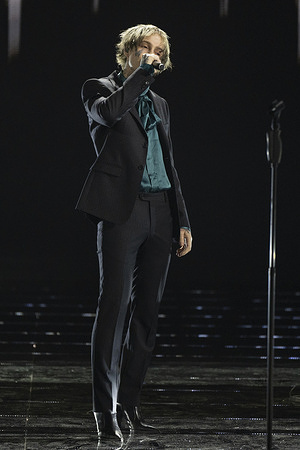 Rocco Modello aka Chiello performs live during Rai tv program Sanremo Top prima serata at Fabrizio Frizzi studios.