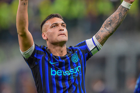 Lautaro Martinez of Inter celebrates the goal during Serie A 2025/26 football match between Inter and AS Roma at San Siro Stadium. Final score; Inter 5: 2 AS Roma.