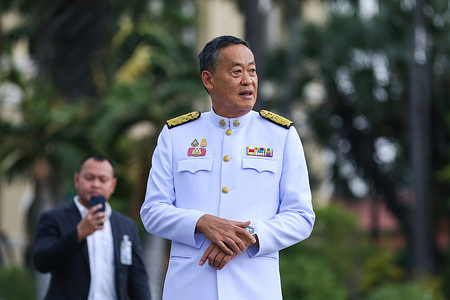 Thailand's Prime Minister Srettha Thavisin reacts before a group photo at the Government House. The government of Prime Minister Srettha Thavisin held a cabinet meeting including the six newly appointed ministers after being sworn in by the king.