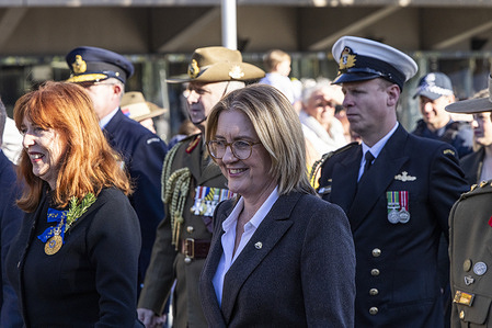 Premier of Victoria, Jacinta Allan attends the Anzac day march. Thousands attended the ANZAC Day march in Melbourne, as veterans, current service personnel, community groups and local leaders marched through the city in commemoration of Australian and New Zealand service members.