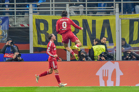 The players of Liverpool celebrate a goal during the UEFA Champions League 2025/26 League Phase Matchday 6 football match between Inter and Liverpool at San Siro Stadium. Final score Inter 0 : 1 Liverpool.