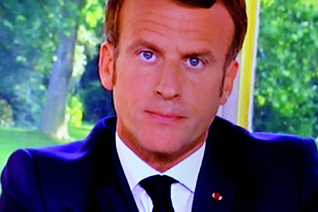 French President Emmanuel Macron addresses the nation on TV about the covid-19 pandemic situation.