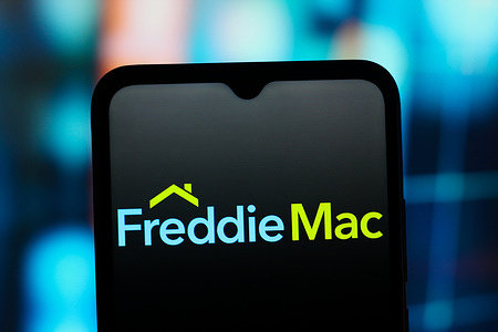 In this photo illustration, the Freddie Mac (Federal Home Loan Mortgage Corporation) logo is seen displayed on a smartphone screen.