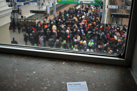 People are seen waiting for a train at the platform of Odessa train station to take them to Western Ukraine. Hundreds of refugees leave the city of Odessa as the Russian military continue their full scale invasion in Ukraine and closing in to the southern port city of Odessa.