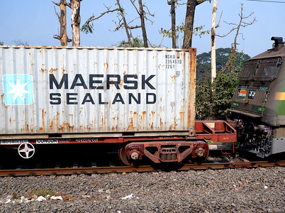 Maersk Sealand logo seen on a Railway Cargo Coach in Kharagpur.