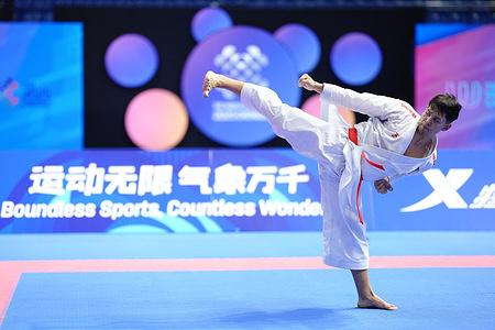 Alessio Ghinami from Italy wins a bronze medal in the Male Individual Kata. 
Karate competitions begin during the 2025 World Games at the Jianyang Cultural and Sports Centre.