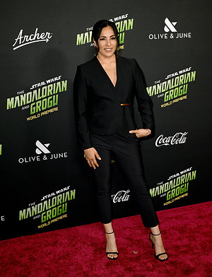 Wrestler Raquel Rodriguez arrives at The Premiere Of Disney's "Star Wars: The Mandalorian And Grogu" held at The TCL Chinese Theater.