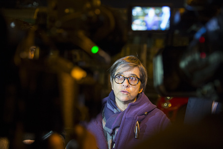 Catherine Guillouard, the RATP manager makes a point of the situation about the recent accident between two tramway trains on the T2 line between Jacques Henri Lartigue and Les Moulineaux stations in Issy les Moulineaux near Paris causing 12 injuries.