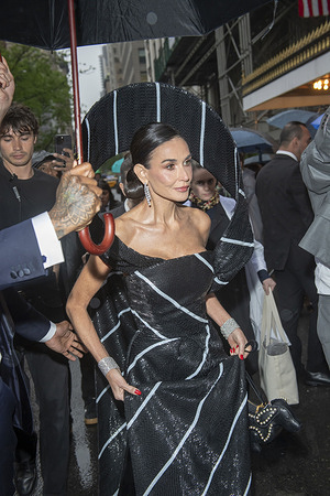 New York, United States - 05/05/2025 17:29:14: Demi Moore wearing Thom Browne departs the Pierre Hotel for 2025 Met Gala in New York City.