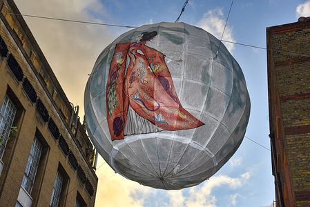 A lantern installation seen in London's Chinatown ahead of the global debut of the new computer-animated musical adventure film Netflix film 'Over The Moon'