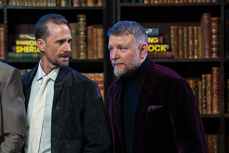 Joseph Fiennes and Guy Ritchie attend the "Young Sherlock" World Premiere at Queen Elizabeth Hall.