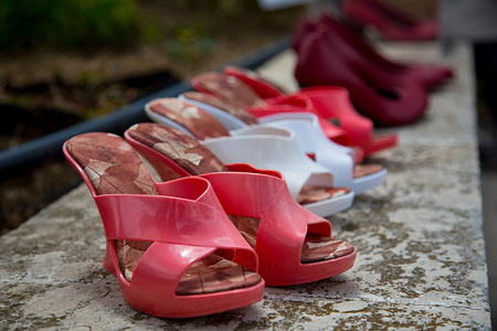 High-heeled shoes in large sizes were provided to men who participated in the "Walk a Mile in Her Shoes" campaign to draw attention to the violence against women. The event, which drew a few dozen participants, was organized by the Bulgarian Fund for Women and other organizations dedicated to women's rights.