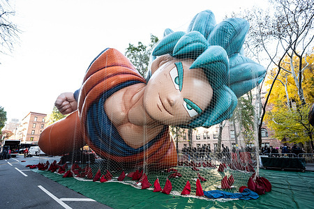 Giant balloon inflated ahead of the 95th annual Macy's Thanksgiving Day Parade.