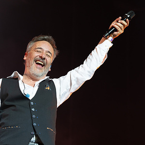 Santi Balmes of The group Love of Lesbian performs at the Movistar Arena in Madrid.