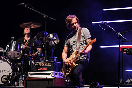 Stefano Verderi of Le Vibrazioni performs live at Arena del Mare 42°15° in Termoli.