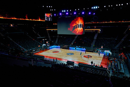 A view of the interior of the Roig Arena, a new multi-purpose arena inaugurated. The stadium hosts major concerts, corporate and cultural events and is the new home of Valencia Basket where its men's and women's teams play their home games in both the Spanish league and the Euroleague.