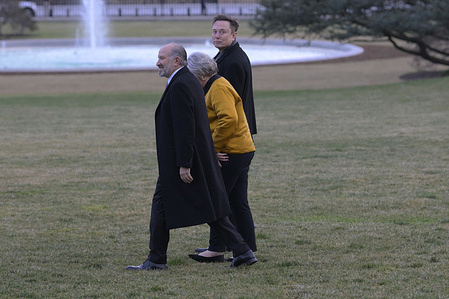 DOGE Administrator Elon Musk departs to White House en route to Mar-a-Lago, at South Lawn/White House in Washington DC.