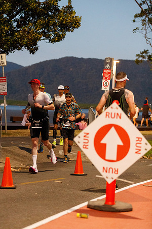 Runners take part in the Iron Man triathlon along the Cairns Esplanade. Local and international competitors took part in both the half and full IronMan triathlon in Cairns, following a route along the Great Barrier Reef Drive.