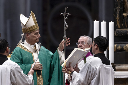 Pope Leo XIV celebrates Mass to mark the Jubilee of the Poor in St. Peter's Basilica at the Vatican.