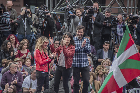 Isabel Serra candidate for mayor of Madrid seen during the presentation.
The left party presentation of the return of paternity permission of Pablo Iglesias at the square attached to the reina sofia de Madrid museum. Pablo Iglesias reappears in the public scene to enjoy the paternity leave.