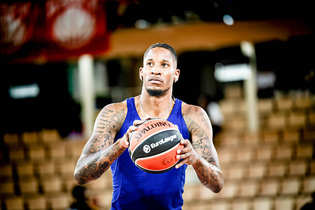 Will Clyburn of FC Barcelona seen training before Turkish Airlines Euroleague basketball match between AS Monaco and FC Barcelona in salle Gaston Medecin. Final score; AS Monaco 93 : 86 FC Barcelona.