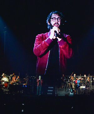 Josh Groban seen performing live in concert at the Tauron Arena.The artist appeared in Poland for the first time.