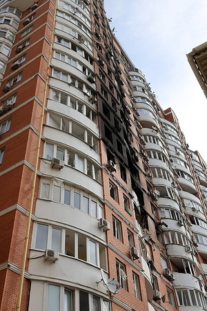 The facade of a multi-apartment building after a fire following a Russian drone strike in Odessa's Primorsky district. Night strike on Odessa: 18 people were injured, two were hospitalized as a result of the Russian attack on Odessa, the city authorities announced. Residential buildings, a kindergarten, and a shopping center were damaged.