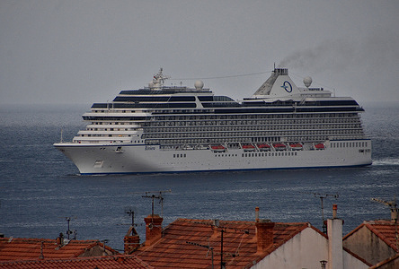 The liner Riviera cruise ship arrives at the French Mediterranean port of Marseille.