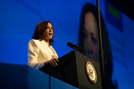 Vice President Kamala Harris speaks at the Human Rights Campaign National Dinner, highlighting the need to vote in the midterms in order to protect human rights. The Human Rights Campaign held their annual National Dinner at the Walter E. Washington Convention Center. In addition to a series of speakers which included Vice President Harris and a number of celebrities, attendees watched several musical performances.