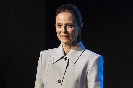 Actress Aitana Sanchez Gijon, seen during the presentation of the contemporary version of Jacinto Benavente's 'La Malquerida', at the Teatro Español.