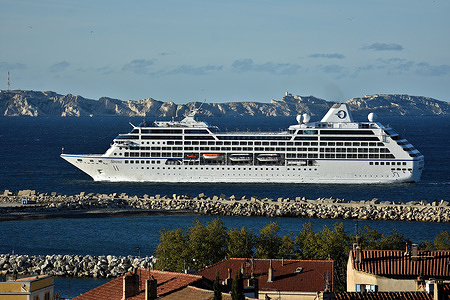 The passenger cruise ship Sirena arrives at the French Mediterranean port of Marseille.