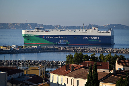 The Vehicles Carrier UGR AL SAMHA arrives at the French Mediterranean port of Marseille.