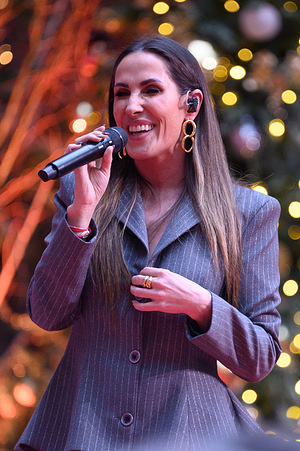 Singer María Lucía, known as Malu, performs during a ceremony to commemorate the 47th anniversary of the Spanish Constitution, at Casa de Correos.
