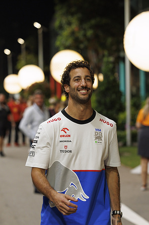 Daniel Ricciardo of Australia and Visa Cash App RB Formula One Team in the paddock seen ahead of the F1 Grand Prix of Singapore at the Marina Bay Street Circuit.