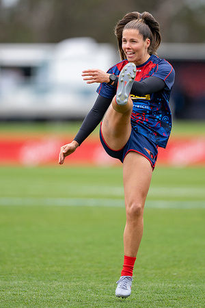 Kate Hore of Melbourne FC seen in action during the Round 6 game of the AFLW between the Melbourne Demons and the West Coast Eagles at Casey Fields. Final score: Melbourne Demons 74 - 23 West Coast Eagles.