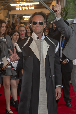 New York, United States - 05/05/2025 16:58:36: Walton Goggins wearing Thom Browne departs the Pierre Hotel for 2025 Met Gala in New York City.