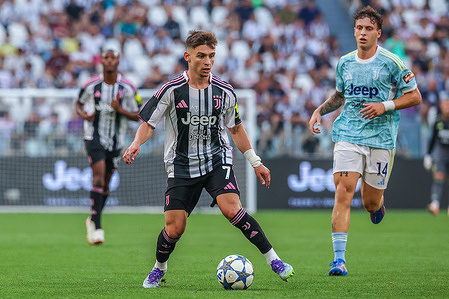 Francisco Conceicao of Juventus FC seen in action during pre-season friendly football match between Juventus FC and Juventus Next Gen at Allianz Stadium Final Score: Juventus FC 2-0 Juventus Next Gen