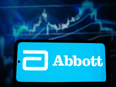 In this photo illustration, Abbott Laboratories logo seen displayed on a smartphone.