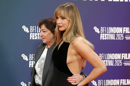 Jennifer Lawrence and Director Lynne Ramsay attend the "Die My Love" Headline Gala during the 69th BFI London Film Festival at The Royal Festival Hall.
