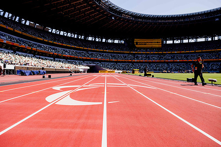 General view of branding around the National Stadium before the SEIKO Golden Grand Prix. The Seiko Golden Grand Prix is held at the International Stadium Yokohama, Japan and is part of the World Athletics Continental Tour.