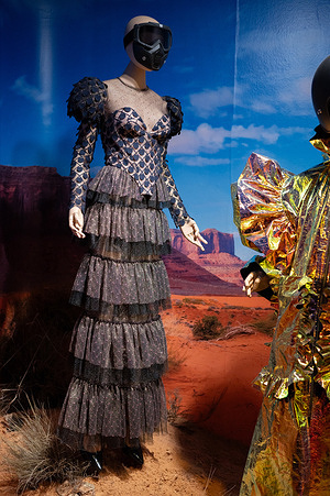 A design by fashion designer Ana Locking seen exhibited during the "Nostalgia and Utopia" show in the Canal room.