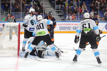 Ilya Usov (80) of Dinamo Hockey Club seen in action during the Hockey match, Kontinental Hockey League 2026/2027 between Shanghai Dragons China and Dinamo Minsk at the SKA Arena. Final score: Shanghai Dragons 2 : 3 Dinamo