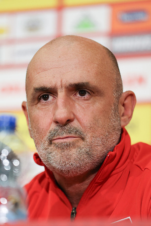Coach Michal Probierz of Poland seen during a press conference before the Finland Vs Poland match in European Qualifiers World Cup 2026 at Helsinki Olympic Stadium.