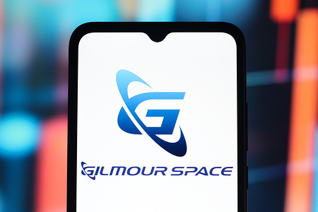 In this photo illustration, the Gilmour Space Technologies logo is seen displayed on a smartphone screen.