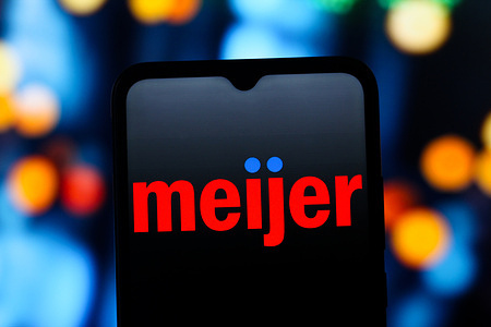 In this photo illustration, the Meijer logo is seen displayed on a smartphone screen.