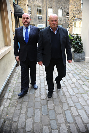Chris Ellison and Jonathan Sothcott seen arriving for a lunch meeting at hush mayfair.